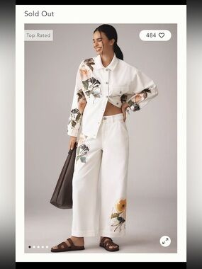 Leigh-Viner x Anthropologie Relaxed Cuff Wide Leg Trousers, Floral 30